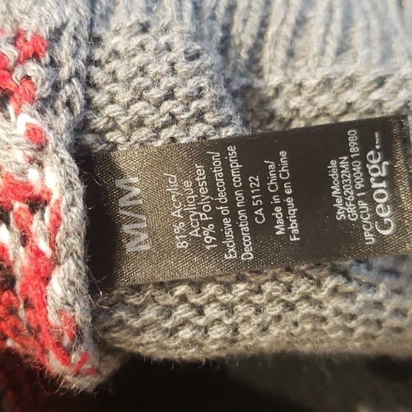 George Christ Sweater Santa Clause Men's Medium Grey Sequence Black Glasse - Picture 8 of 13